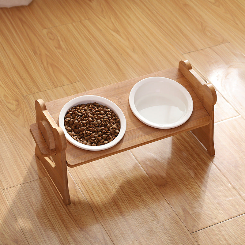 Adjustable Elevated Pet Food & Water Bowl - Double