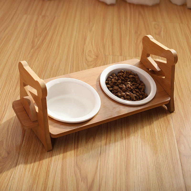 Adjustable Elevated Pet Food & Water Bowl - Double